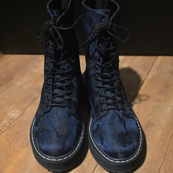 Kendall & Kylie Blue/Black Combat Boots - Picture 2 of 6